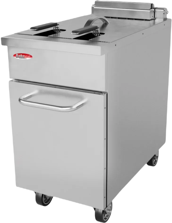 Bakemax - Commercial Electric Floor Model 50 lbs Fryer with Lift Up Element - BMPLS7FE020