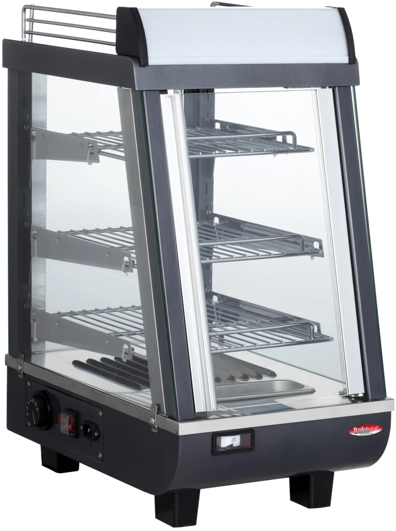 Bakemax - 14" Stainless Steel Wide Countertop Electric Heated Display Case With LED Lighting - BMTSC14 Bakemax - 14" Stainless Steel Wide Countertop Electric Heated Display Case With LED Lighting - BMTSC14