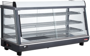 Bakemax - 48" Stainless Steel Wide Countertop Electric Heated Display Case with LED Lighting - BMTSC48