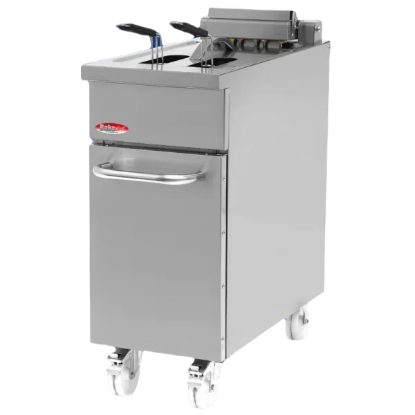 BakeMax BMPLS7FE010 Heavy Duty Commercial Electric Floor Model 18L / 40lbs. Fryer with Lift Up Heating Elements