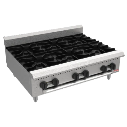 BakeMax America BAFA6M-36 Commercial Countertop 36 Inch Manual Gas Hot Plate