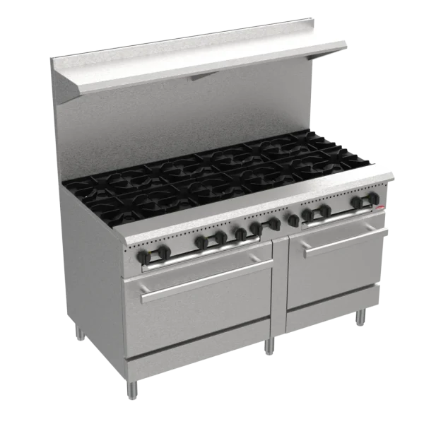 BakeMax America BAS60O Commercial 60 Inch 10-Burner Gas Range with Two Bakery Ovens