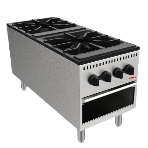 BakeMax America BASPS002 Commercial Countertop Dual Burner Manual Gas Stock Pot