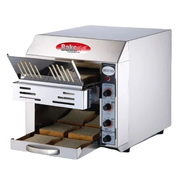 BakeMax BMCT300 Commercial Countertop Electric 2-Slice Wide Conveyor Toaster
