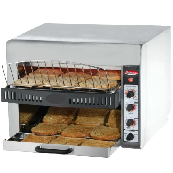 BakeMax BMCT450 Commercial Countertop Electric 3-Slice Wide Conveyor Toaster