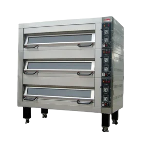 BakeMax BMTD004 Four Deck Three Pan Wide Floor Model Electric Artisan Stone Deck Oven