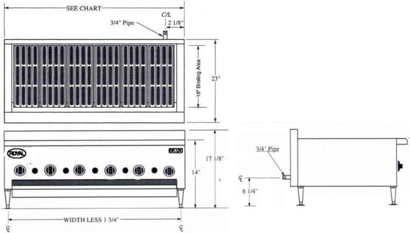 Royal - Delux 14.5" Stainless Steel Radiant Char Broiler with 18" Deep Cooking Area - DRB-15 Royal - Delux 14.5" Stainless Steel Radiant Char Broiler with 18" Deep Cooking Area - DRB-15