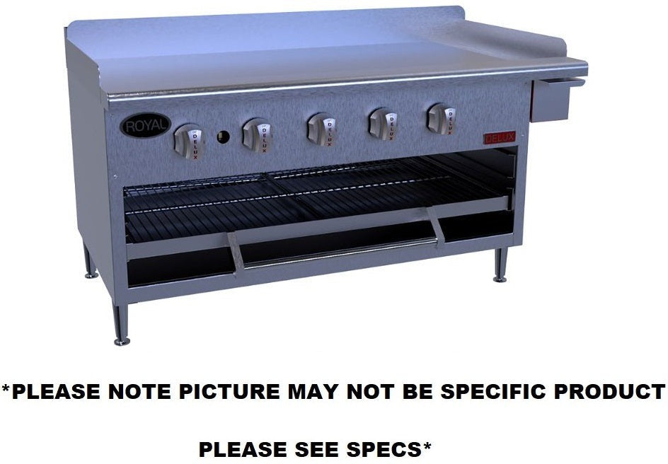 Royal - Delux 24" Stainless Steel Manual Griddle with Over Fried Broiler - GB-24 Royal - Delux 24" Stainless Steel Manual Griddle with Over Fried Broiler - GB-24