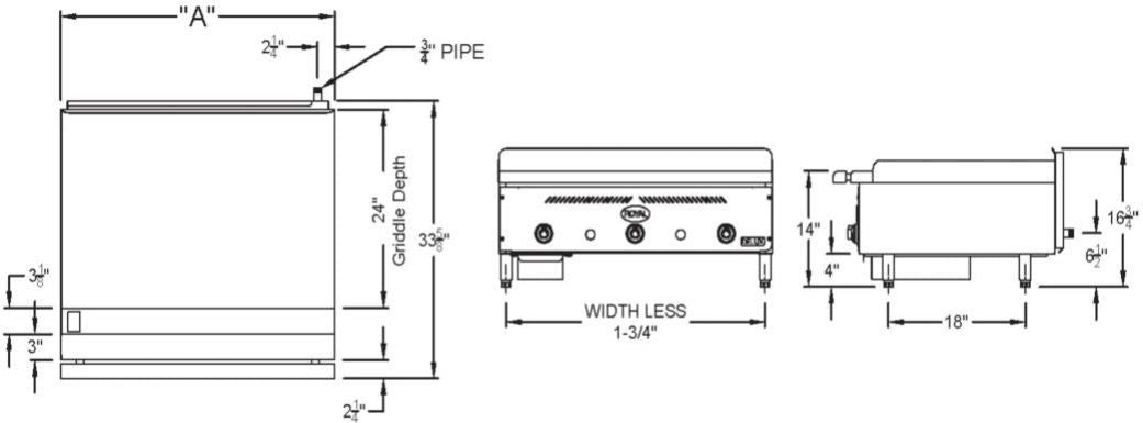 Royal - Delux 24″ Stainless Steel Thermostatic Griddle - RD80-24 Royal - Delux 24″ Stainless Steel Thermostatic Griddle - RD80-24