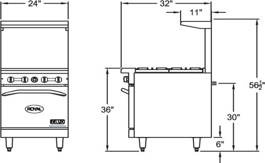 Royal - Delux 24″ Stainless Steel 4 Open Burners Gas Range with One 20” Wide Oven - RDR-4 Royal - Delux 24″ Stainless Steel 4 Open Burners Gas Range with One 20” Wide Oven - RDR-4