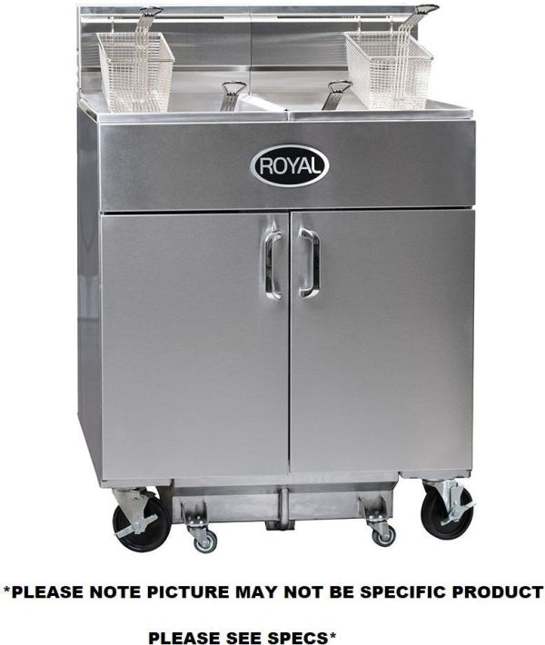 Royal - 35 Lb (77.5") Energy Efficient Gas Fryers With Built-In Filter System and Product Computer Control With Individual Programming Capabilities For Temperature And Compensating Time (5 Tanks) - REEF-35-5-CM