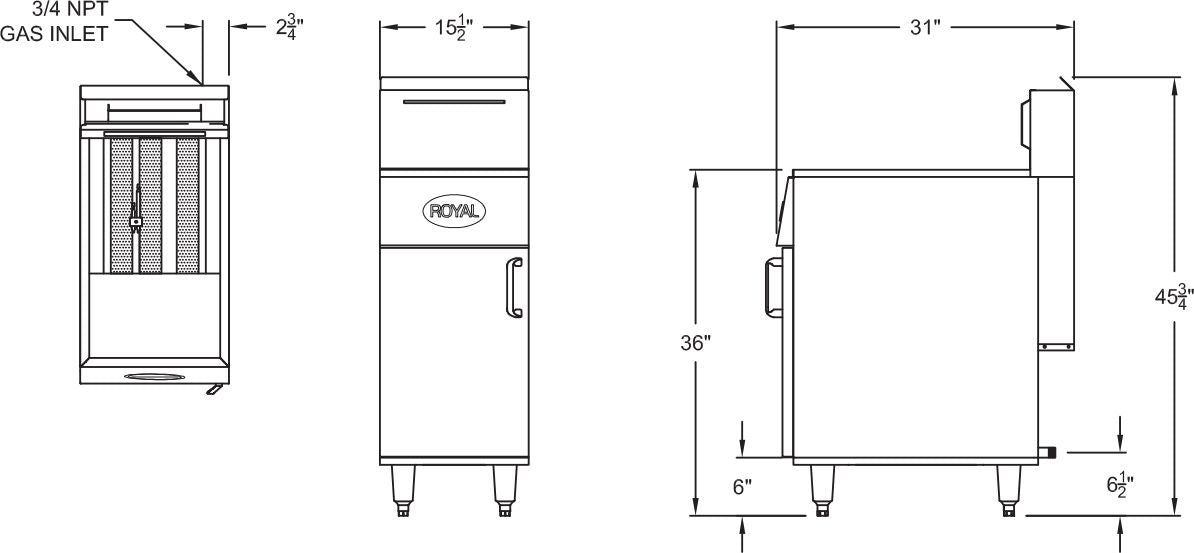 Royal - 65 lb Stainless Steel Energy Efficient Deep Fat Fryer - REEF-65 Royal - 65 lb Stainless Steel Energy Efficient Deep Fat Fryer - REEF-65