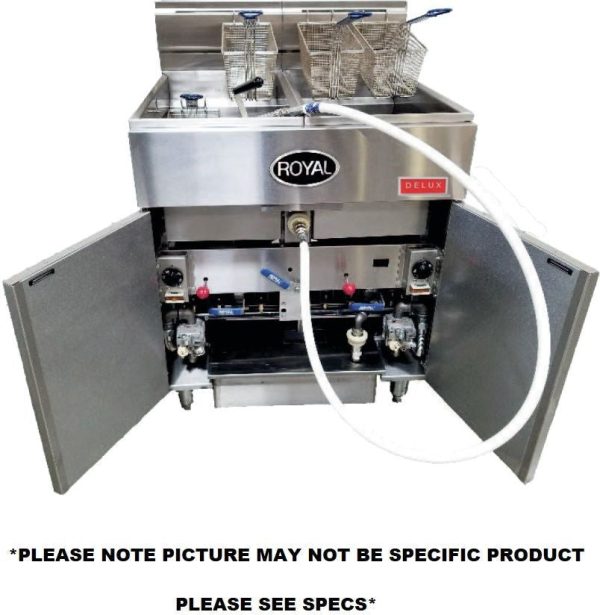 Royal - Delux 50 Lb Gas Fryer with Built in Filter and 8 Product Computer Control (5 Tanks) - RFT-50-5-CM