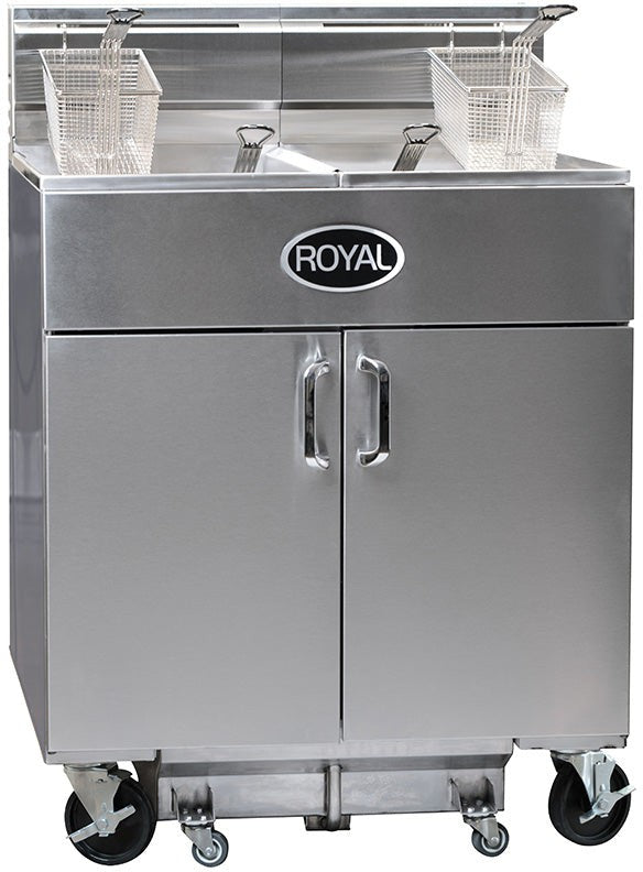Royal - Delux 50 Lb Gas Fryer with Built in Filter and 8 Product Computer Control (5 Tanks) - RFT-50-5-CM Royal - Delux 50 Lb Gas Fryer with Built in Filter and 8 Product Computer Control (5 Tanks) - RFT-50-5-CM