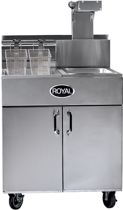 Royal - Delux 60 Lb Gas Fryer with Built in Filter with 8 Product Computer Control with Individual Programming (3 Tanks) - RFT-60-3-CM Royal - Delux 60 Lb Gas Fryer with Built in Filter with 8 Product Computer Control with Individual Programming (3 Tanks) - RFT-60-3-CM