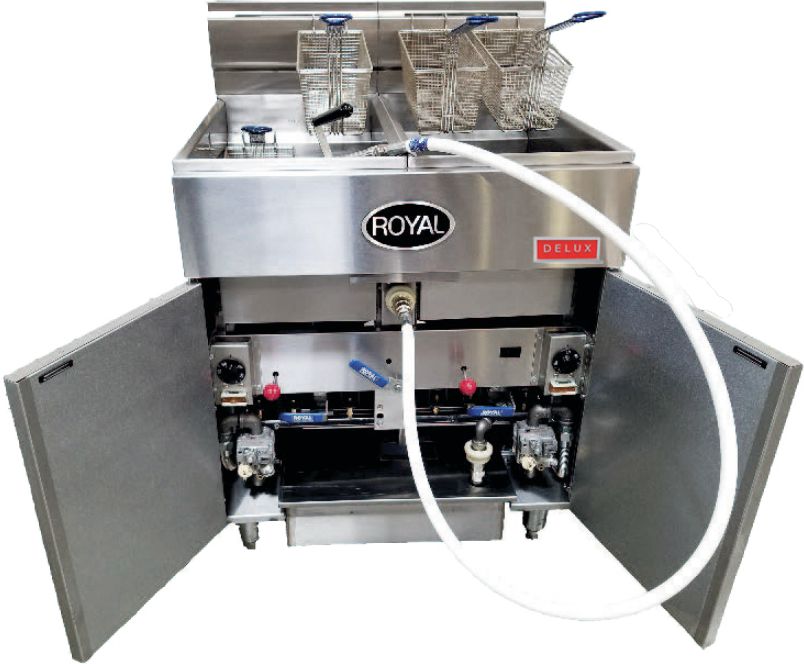 Royal - Delux 60 Lb Gas Fryer with Built in Filter and Two Channel Digital Control (5 Tanks) - RFT-60-5-DM2 Royal - Delux 60 Lb Gas Fryer with Built in Filter and Two Channel Digital Control (5 Tanks) - RFT-60-5-DM2