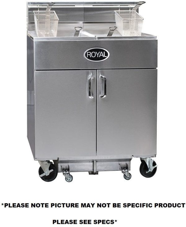 Royal - Delux 60 Lb Gas Fryer with Built in Filter and Electro Mechanical Thermostat (5 Tanks) - RFT-60-5-EM