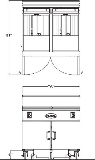 Royal - Delux 60 Lb Gas Fryer with Built in Filter and Electro Mechanical Thermostat (5 Tanks) - RFT-60-5-EM Royal - Delux 60 Lb Gas Fryer with Built in Filter and Electro Mechanical Thermostat (5 Tanks) - RFT-60-5-EM