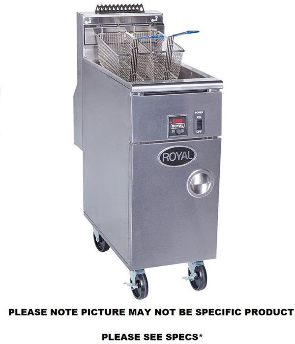 Royal - 75 Lb (39") Digital Thermostat High Efficiency Fryer with Built In Filter and Two Product Solid State Control with Temperature Readout (2 Tanks)- RHEF-75-2-DM2