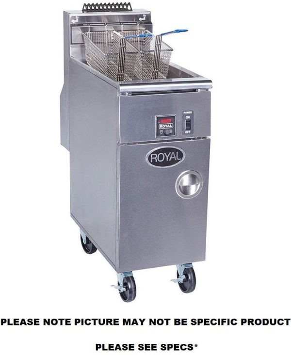 Royal - 75 Lb (97.5") Digital Thermostat High Efficiency Fryer with Built In Filter and Solid State Control Temperature Readout (5 Tanks) - RHEF-75-5-DM