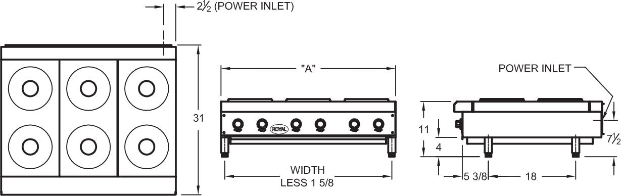 Royal - 48" Stainless Steel 8 Elements Heavy Duty Electric Hot Plate - RHPE-48-8 Royal - 48" Stainless Steel 8 Elements Heavy Duty Electric Hot Plate - RHPE-48-8
