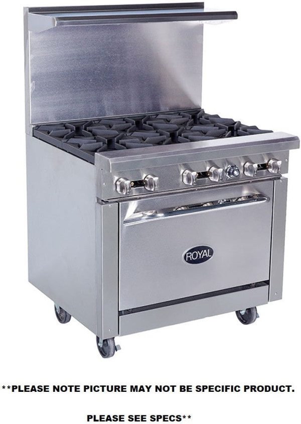 Royal - 36″ Stainless Steel Gas Range with 26.5" Wide Oven and 12" Wide Griddle - RR-4G12