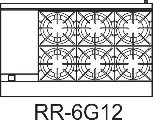 Royal - 48″ Stainless Steel Open Burner With 12" Griddle And Two 20" Wide Ovens Gas Range - RR-6G12 Royal - 48″ Stainless Steel Open Burner With 12" Griddle And Two 20" Wide Ovens Gas Range - RR-6G12