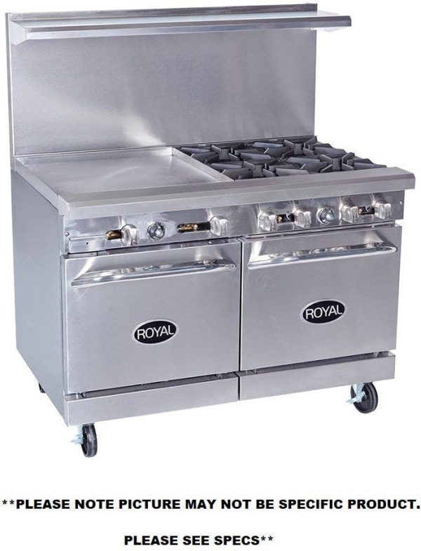 Royal - 48″ Stainless Steel 8 Open Burner Gas Range with Two 20” Wide Ovens - RR-8