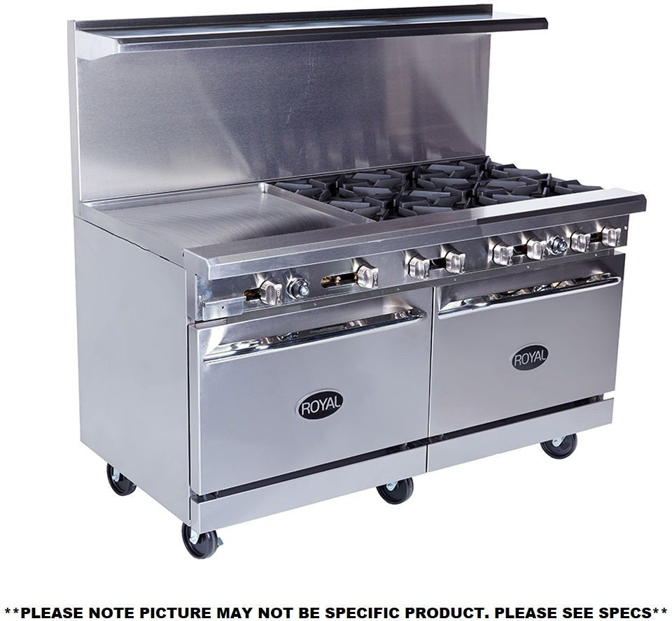 Royal - 60” Wide Griddle Stainless Steel Gas Range - RR-G60 Royal - 60” Wide Griddle Stainless Steel Gas Range - RR-G60