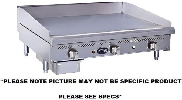 Royal - 12" Stainless Steel Heavy Duty Snack Manual Countertop Griddle - RSMG-12