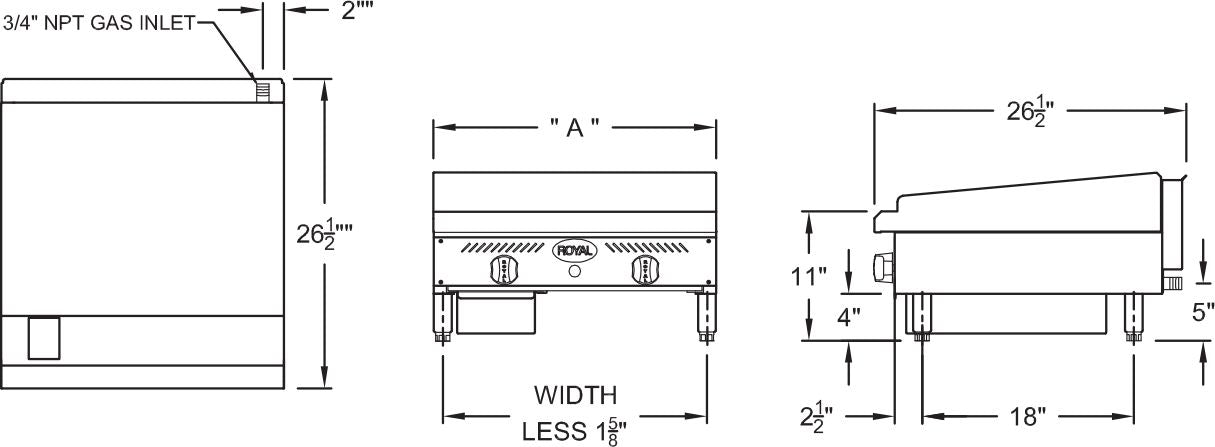 Royal - 12" Stainless Steel Heavy Duty Snack Manual Countertop Griddle - RSMG-12 Royal - 12" Stainless Steel Heavy Duty Snack Manual Countertop Griddle - RSMG-12