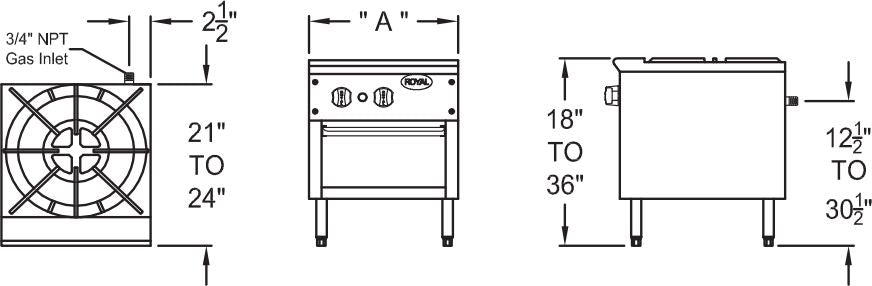 Royal - Stainless Steel Natural Gas Stock Pot Range with 18 Tip Jet Burner - RSPJ-18 Royal - Stainless Steel Natural Gas Stock Pot Range with 18 Tip Jet Burner - RSPJ-18