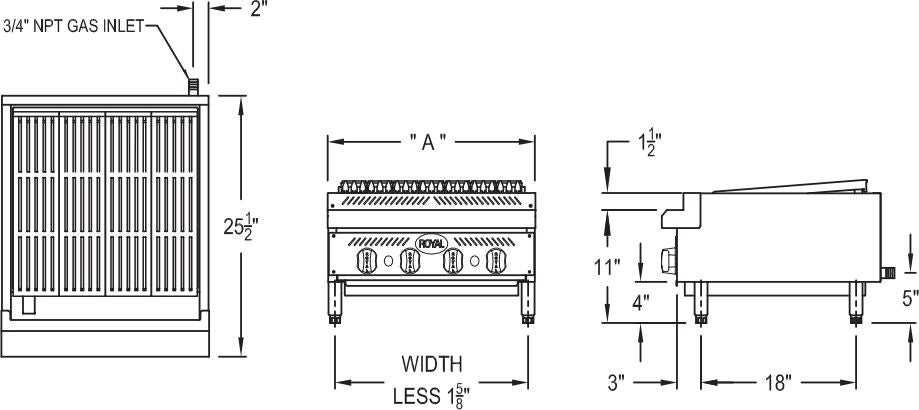 Royal - 30" Heavy Duty Snack Radiant Broiler - RSRB-30 Royal - 30" Heavy Duty Snack Radiant Broiler - RSRB-30