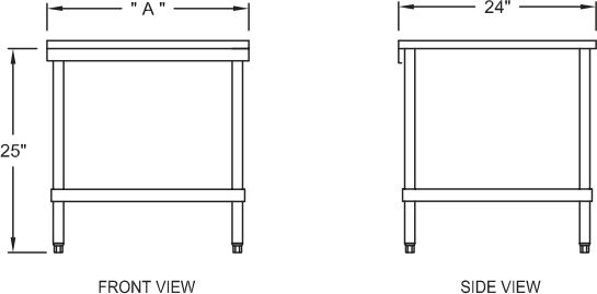 Royal - 24.5" Snack Line Stainless Steel Equipment Stand With Optional Casters - RSS-24SN Royal - 24.5" Snack Line Stainless Steel Equipment Stand With Optional Casters - RSS-24SN