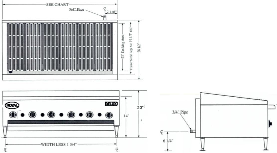 Royal - Delux 46.5" Stainless Steel Infrared Radiant Turbo Broiler with 116,000 BTU - TB-846 Royal - Delux 46.5" Stainless Steel Infrared Radiant Turbo Broiler with 116,000 BTU - TB-846