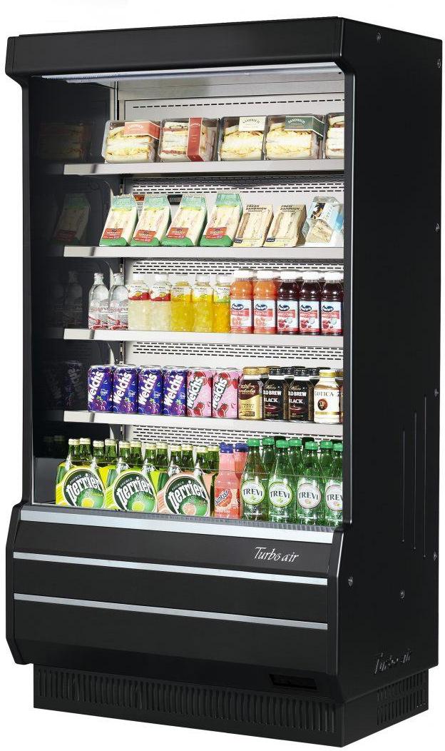 Turbo Air - 39.2" Black Vertical Full Heights Open Display Merchandiser and 4 Shelves - TOM-40B-SP(-A)-N (ETA 5-6 Weeks) Turbo Air - 39.2" Black Vertical Full Heights Open Display Merchandiser and 4 Shelves - TOM-40B-SP(-A)-N (ETA 5-6 Weeks)