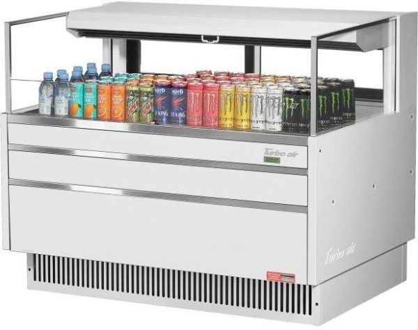 Turbo Air - 46.75" White Low Profile Horizontal Open Display Merchandiser Case - TOM-48L-UFD-W-1S-N (ETA 5-6 Weeks)
