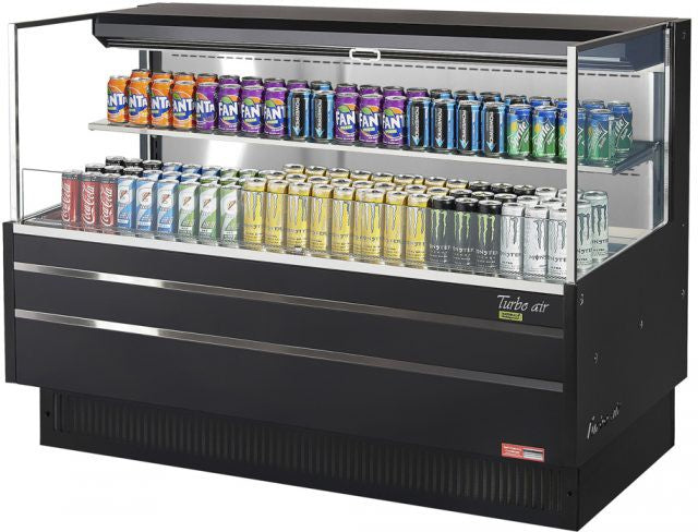Turbo Air - 59" Black Horizontal Refrigerated Open Curtain Merchandiser with 1 Shelf - TOM-60L-UF-B-2S-N (ETA 5-6 Weeks) Turbo Air - 59" Black Horizontal Refrigerated Open Curtain Merchandiser with 1 Shelf - TOM-60L-UF-B-2S-N (ETA 5-6 Weeks)
