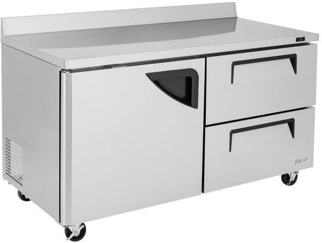 Turbo Air - Super Deluxe 60.25" Silver Two-Section Worktop Refrigerator-Drawer With 1 Door and 2 Drawers with Recessed Handles - TWR-60SD-D2-N (ETA 5-6 Weeks) Turbo Air - Super Deluxe 60.25" Silver Two-Section Worktop Refrigerator-Drawer With 1 Door and 2 Drawers with Recessed Handles - TWR-60SD-D2-N (ETA 5-6 Weeks)