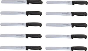 12" Slicer Straight Serrated Blade Knife with Black Polypropylene Handle