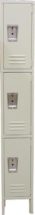 3 Tier, 1 Bank Steel Locker – Beige