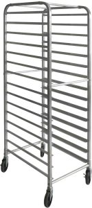 Aluminum, Round Top Bun Pan Rack with 15 Slides and 4″ spacing