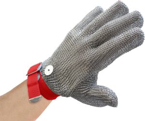 Medium Mesh Glove with Red Wrist Strap