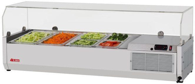 Turbo Air - E-Line 47" Stainless Steel Refrigerated Countertop Salad Prep Table with Clear Hood - CTST-1200G-13-N Turbo Air – E-Line 47″ Stainless Steel Refrigerated Countertop Salad Prep Table with Clear Hood – CTST-1200G-13-N (ETA 5-6 Weeks)