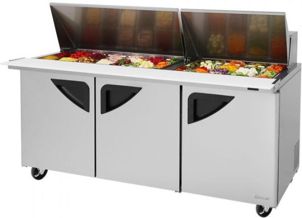 Turbo Air - Super Deluxe 72" Refrigerated Sandwich Prep Table with 3 Solid Doors - TST-72SD-30-N