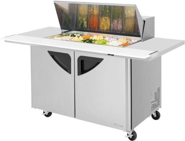 Turbo Air - Super Deluxe 72.4" 2 Door Mega Top Refrigerated Sandwich Prep Table with Stainless Steel Top with 18-Pan Opening - TST-48SD-18-E-N