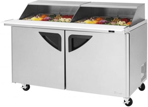 Turbo Air - Super Deluxe 60.25" 2 Swing Door Mega Top Refrigerated Sandwich Prep Table with Slide-Back Lid - TST-60SD-24-N-SL