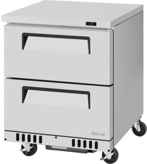 Turbo Air - Super Deluxe 27.5" 2 Drawers Clear Lid Refrigerated Sandwich Prep Table with Front Breathing Airflow - TUF-28SD-D2-FB-N