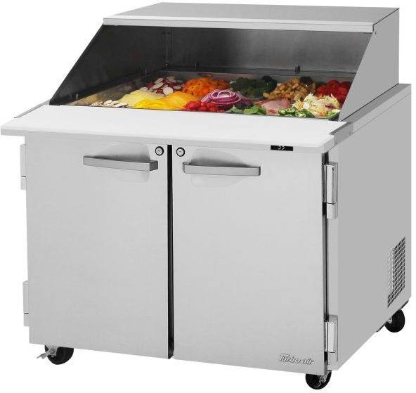 Turbo Air - PRO Series 36.25" Silver Mega Two Section Sandwich/Salad Prep Table with Slide Lid - PST-36-15-N-SL