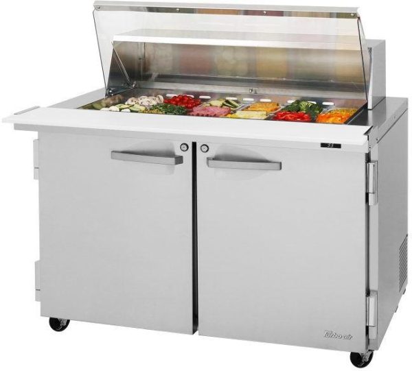 Turbo Air - PRO Series 48.25" Silver Two-Section Mega Top Sandwich/Salad Prep Table with Clear Lid with Hood - PST-48-18-N-CL